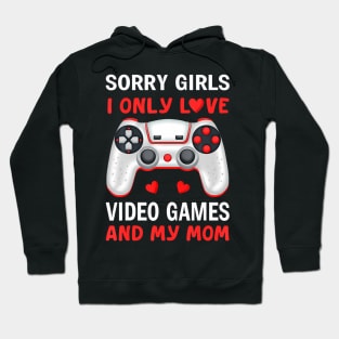 Valentines Day boys kids son Video Games funny gamer hearts Hoodie